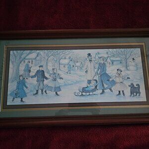 vintage Victorian ice- skating family /winter this is a beautiful pic
